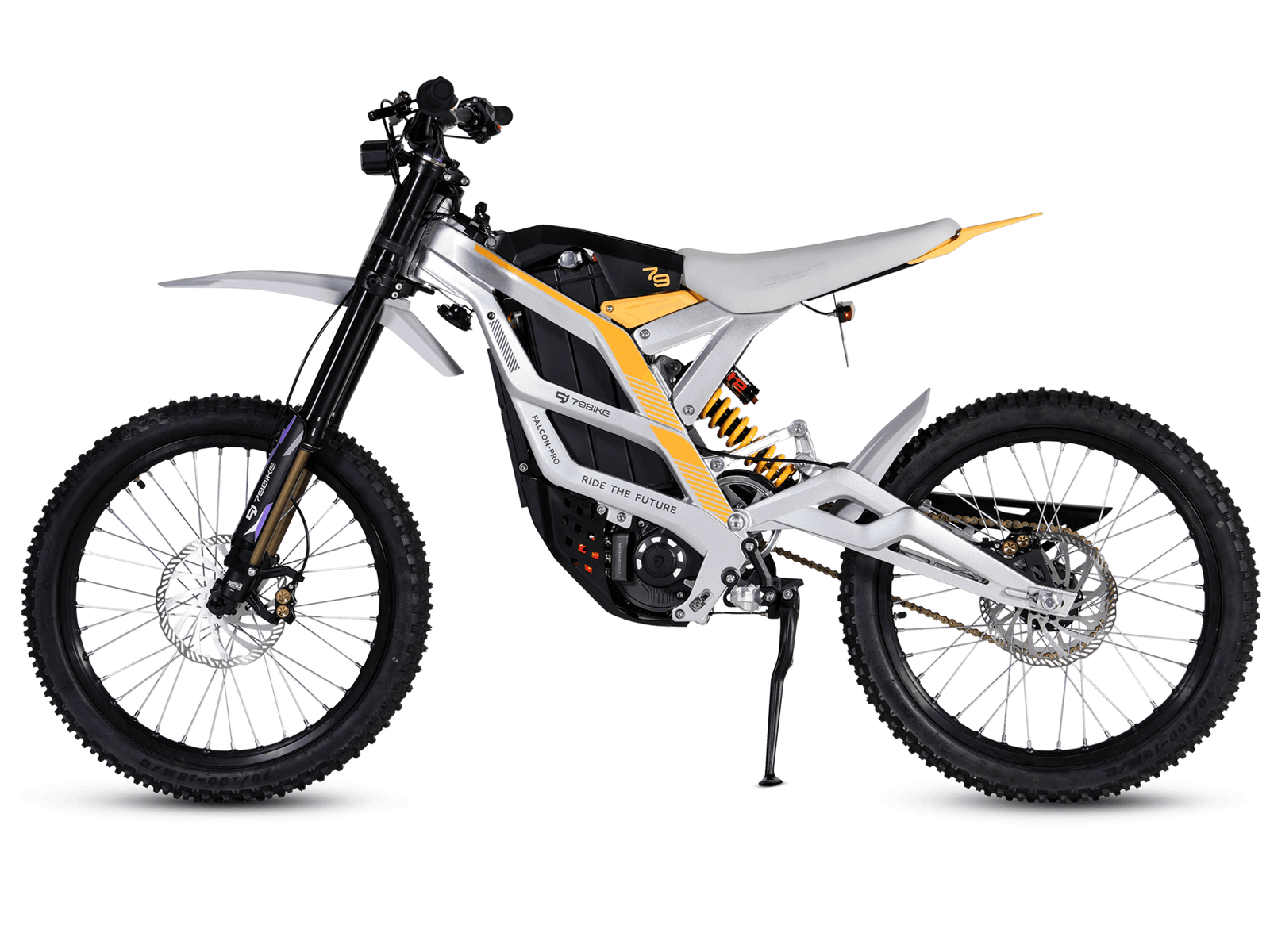 Left view-1 | 79BIKE Falcon-pro (Silver+yellow) | Electric Off-road Motorcycle